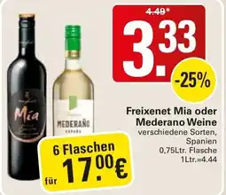 WEZ Freixenet Mia oder Mederano Weine Angebot