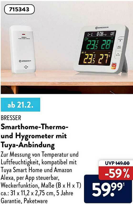 Bresser Smarthomethermo Und Hygrometer Mit Tuyaanbindung Angebot bei