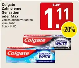 WEZ Colgate Zahncreme Sensation oder Max Angebot