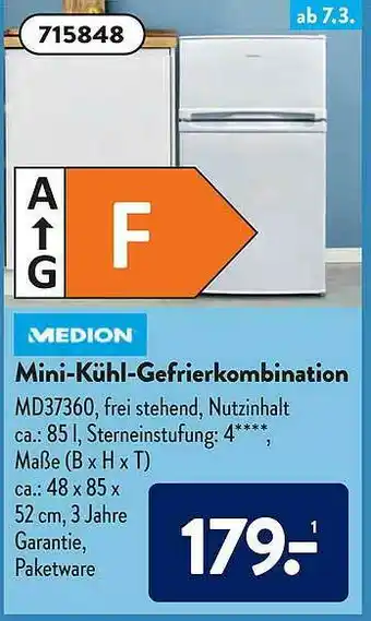 Aldi Süd Medion Mini-kühl-gefrierkombination Angebot