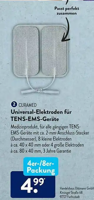 Aldi Süd Curamed Universal-elektroden Für Tens-ems-geräte Angebot