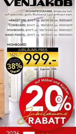 Möbel Braun VENJAKOB HIGHBOARD Angebot