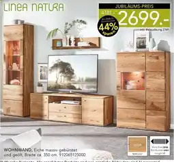 Möbel Braun LINEA NATURA WOHNWAND, Eiche massiv gebürstet und geölt Angebot