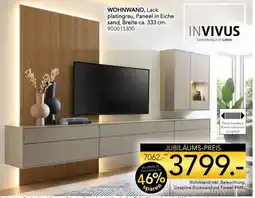 Möbel Braun WOHNWAND, Lack platingrau, Paneel in Eiche sand, Breite ca. 333 cm. 900013300 Angebot