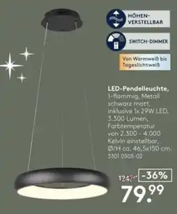 Möbel Rieger LED-Pendelleuchte, 1-flammig, Metall schwarz matt Angebot