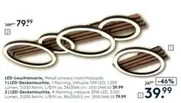 Möbel Rieger LED-Leuchtenserie, Metall schwarz matt/Holzoptik Angebot