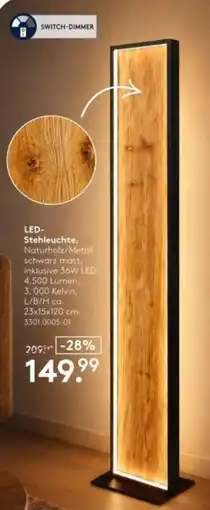 Möbel Rieger LED-Stehleuchte, Naturholz/Metall schwarz matt Angebot