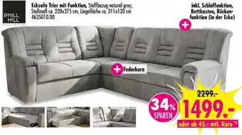 Ecksofa Trier mit Funktion, Stoffbezug natural grey