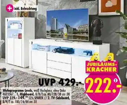 Möbel Boss Wohnprogramm Leeds, weiß Hochglanz, ohne Deko Angebot