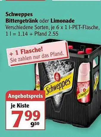 Globus Schweppes Bittergetränk Oder Limonade Angebot