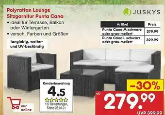 Netto Marken-Discount Polyrattan Lounge Sitzgarnitur Punta Cana Juskys Angebot