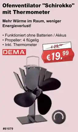 Stabilo Fachmarkt Ofenventilator "Schirokko" mit Thermometer Angebot