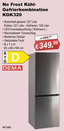 Stabilo Fachmarkt No Frost Kühl-Gefrierkombination KGK320 Angebot