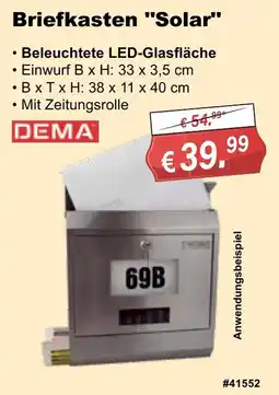 Stabilo Fachmarkt Briefkasten "Solar" DEMA Angebot