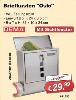 Stabilo Fachmarkt Briefkasten "Oslo" DEMA Angebot
