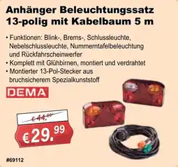 Stabilo Fachmarkt Anhänger Beleuchtungssatz 13-polig mit Kabelbaum 5 m DEMA Angebot