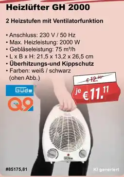 Stabilo Fachmarkt Heizlüfter GH 2000 Güde Angebot