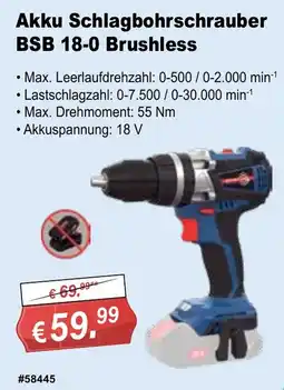 Stabilo Fachmarkt Akku Schlagbohrschrauber BSB 18-0 Brushless Angebot