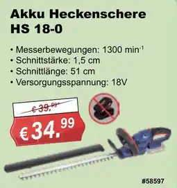 Stabilo Fachmarkt Akku Heckenschere HS 18-0 Angebot