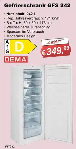 Stabilo Fachmarkt Gefrierschrank GFS 242 DEMA Angebot