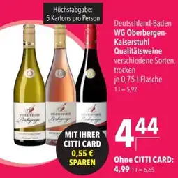 CITTI Markt Deutschland-Baden WG Oberbergen-Kaiserstuhl Qualitätsweine Angebot