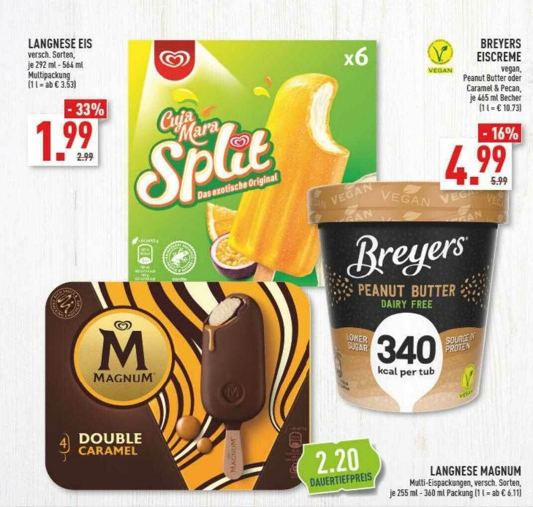 Langnese Eis, Breyers Eiscreme Oder Langnese Magnum Angebot bei Marktkauf