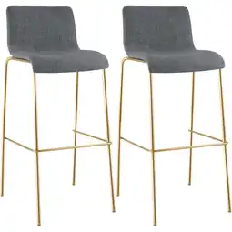 Netto Marken-Discount CLP 2er Set Barhocker Hoover Stoff 4-Fuß Gold Farbe: hellgrau Angebot