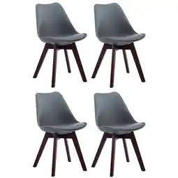 Netto Marken-Discount CLP 4er Set Besucherstühle Borneo V2 Walnuss Kunstleder Farbe: grau, Gestell Farbe: walnuss Angebot