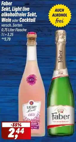 Simmel Faber Sekt, Light live alkoholfreier Sekt, Wein oder Cocktail Angebot