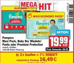 AEZ Pampers Maxi Pack, Baby Dry Windeln/Pants oder Premium Protection Angebot