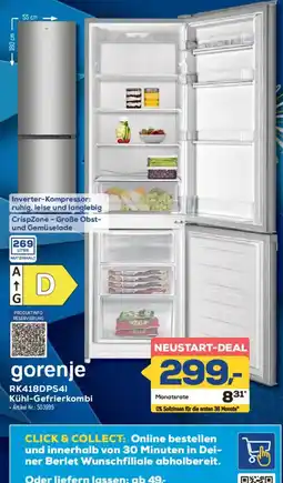 Euronics Berlet gorenje Kühl-Gefrierkombi Angebot