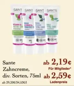 LPG Biomarkt Sante Zahncreme Angebot