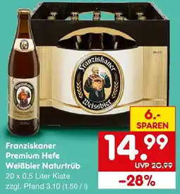 Netto Getränke Discount Franziskaner Premium Hefe Weißbier Naturtrüb Angebot