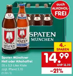Netto Getränke Discount Spaten Münchner Hell oder Alkoholfrei Angebot