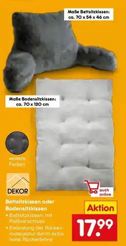 Netto Marken-Discount DEKOR Bettsitzkissen oder Bodensitzkissen Angebot