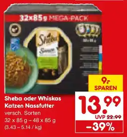 Netto Marken-Discount Sheba oder Whiskas Katzen Nassfutter Angebot