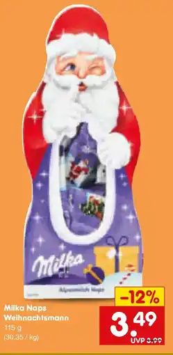 Netto Marken-Discount Milka Naps Weihnachtsmann Angebot