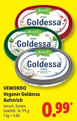 Lidl VEMONDO Veganer Goldessa Aufstrich Angebot