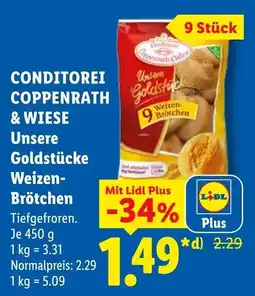 Lidl CONDITOREI COPPENRATH & WIESE Unsere Goldstücke Weizen-Brötchen Angebot
