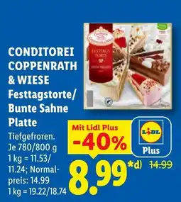 Lidl CONDITOREI COPPENRATH & WIESE Festtagstorte/ Bunte Sahne Platte Angebot
