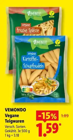 Lidl VEMONDO Vegane Teigwaren Angebot