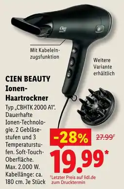 Lidl CIEN BEAUTY Ionen-Haartrockner Angebot