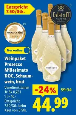 Lidl Weinpalet Prosecco Millesimato DOC, Schaumwein, brut Angebot