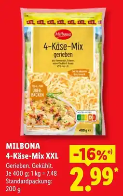 Lidl MILBONA 4-Käse-Mix XXL Angebot