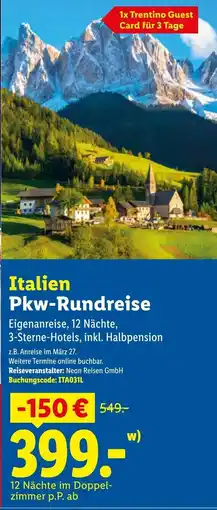 Lidl Italien Pkw-Rundreise Angebot