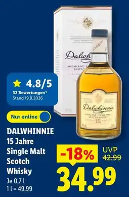 Lidl DALWHINNIE 15 Jahre Single Malt Scotch Whisky Angebot