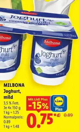 Lidl Milbona Joghurt, mild Angebot