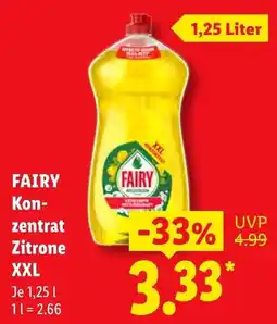 Lidl FAIRY Konzentrat Zitrone XXL Angebot