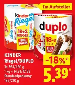 Lidl Kinder Riegel/DUPLO Angebot