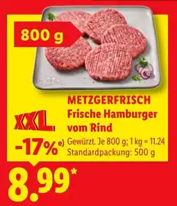 Lidl METZGERFRISCH Frische Hamburger vom Rind Angebot